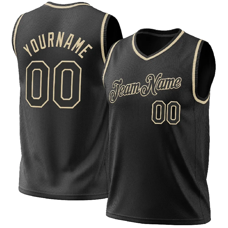 Custom Black Cream Authentic Throwback Basketball Jersey