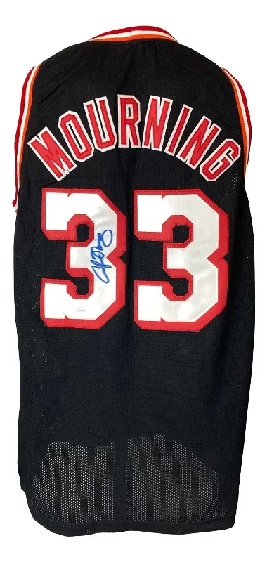 Alonzo Mourning Miami Signed Black Basketball Jersey JSA ITP