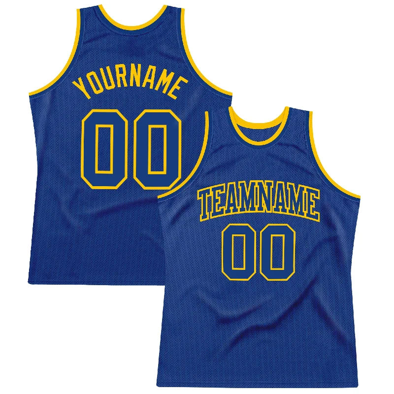 Custom Royal Royal-Gold Authentic Throwback Basketball Jersey