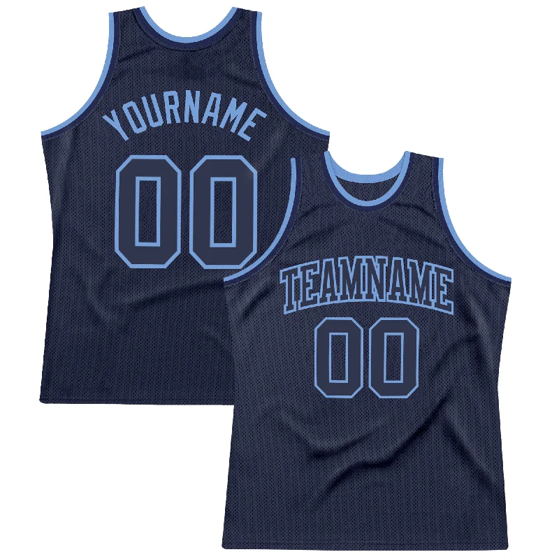 Custom Navy Navy-Light Blue Authentic Throwback Basketball Jersey