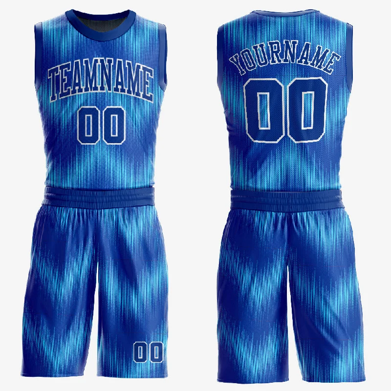 Custom Royal Royal-Light Blue Round Neck Sublimation Basketball Suit Jersey