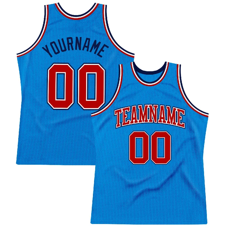 Custom Blue Red-Navy Authentic Throwback Basketball Jersey