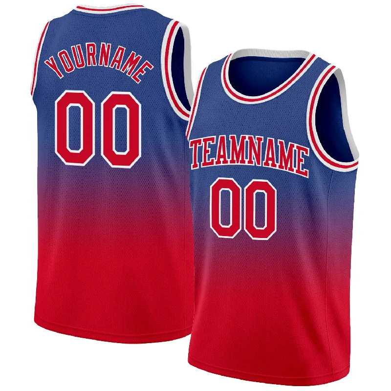 Custom Royal Red-White Authentic Fade Fashion Basketball Jersey