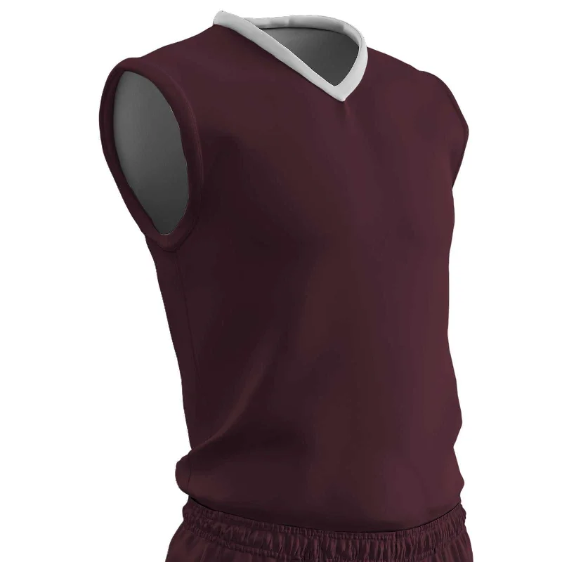 Champro BBJ11 Clutch Z-Cloth, Dri-Gear Reversible Basketball Jersey - Maroon White