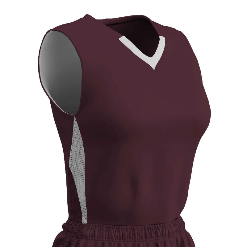 Champro BBJ15 Post Up Reversible Basketball Jersey - Maroon White