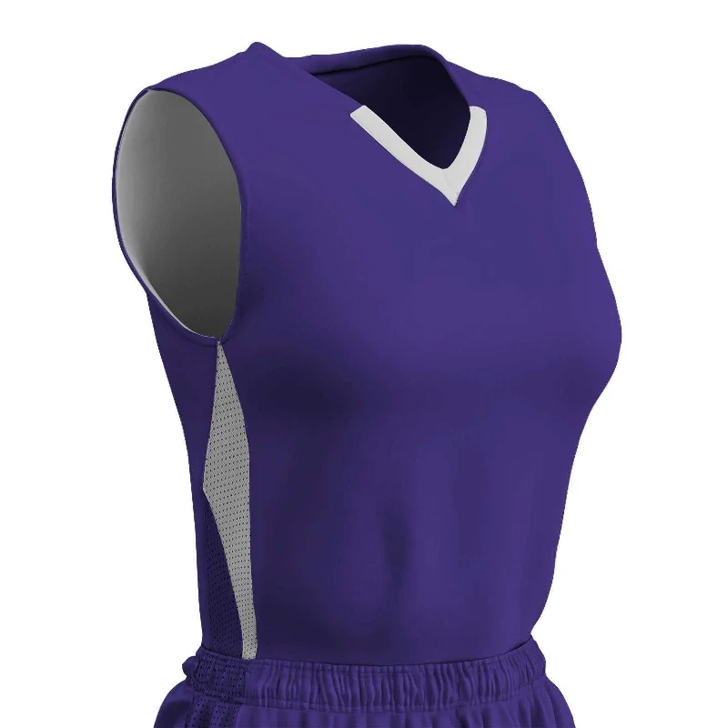 Champro BBJ15 Post Up Reversible Basketball Jersey - Purple White