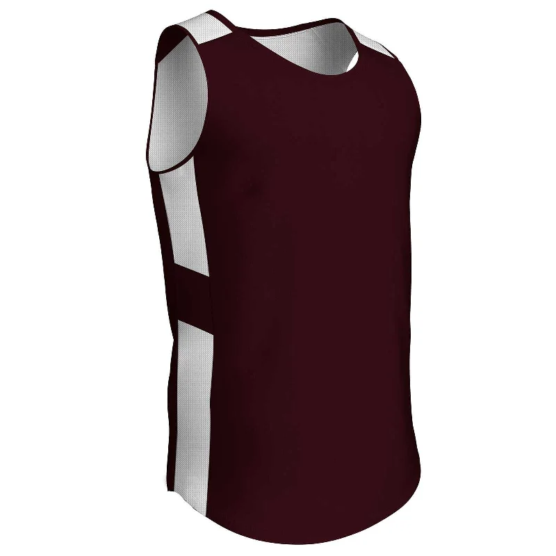 Champro BBJ16 CroShort Sleeveover Reversible Basketball Jersey - Maroon White