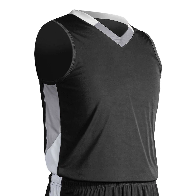 Champro BBJ21 Rebel Basketball Jersey - Black Silver White