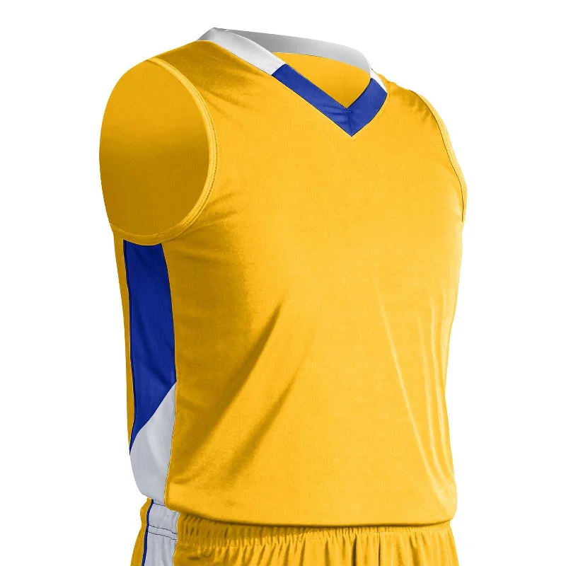 Champro BBJ21 Rebel Basketball Jersey - Gold Royal White