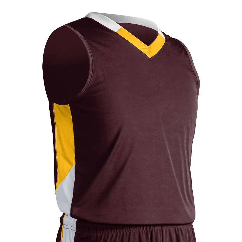 Champro BBJ21 Rebel Basketball Jersey - Maroon Gold White