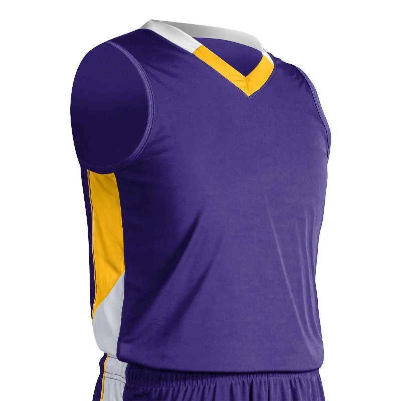 Champro BBJ21 Rebel Basketball Jersey - Purple Gold White