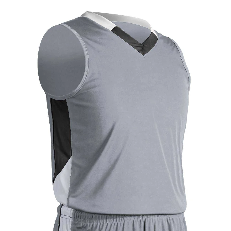 Champro BBJ21 Rebel Basketball Jersey - Silver Black White