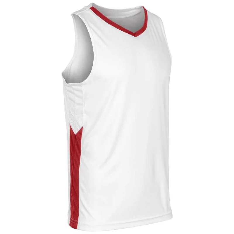 Champro BBJ32 Icon Men's and Youth Basketball Jersey - White Scarlet