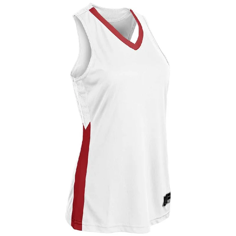 Champro BBJ32 Icon Women's Basketball Jersey - White Scarlet