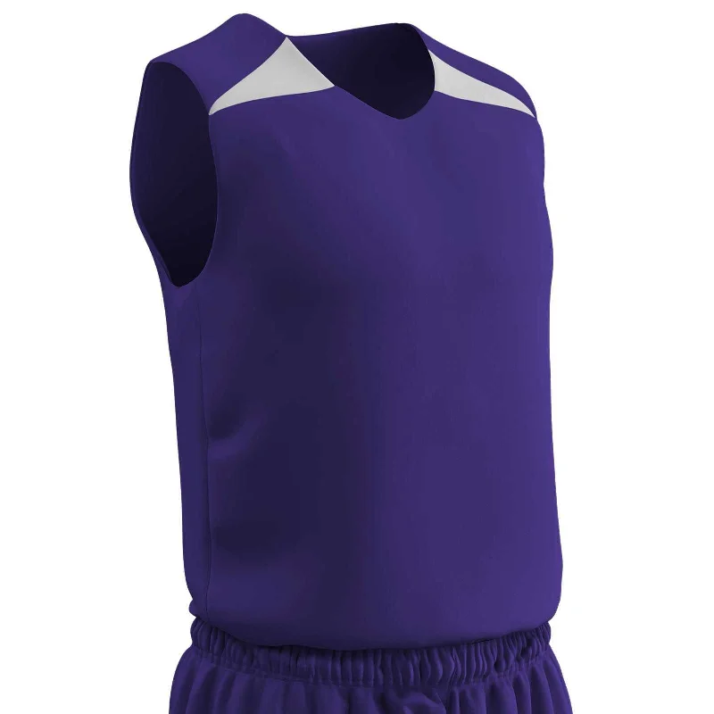 Champro BBJ4Y Dri-Gear Pro-Plus Reversible Basketball Jersey Youth - Purple White