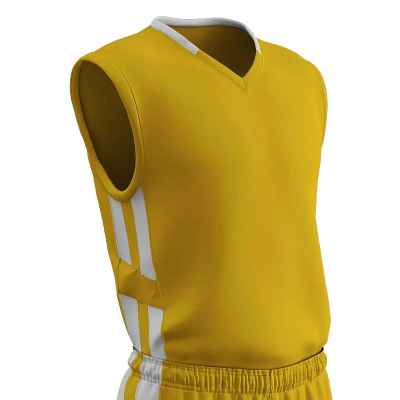 Champro BBJ9 Muscle Dri-Gear Basketball Jersey Adult & Youth - Gold White