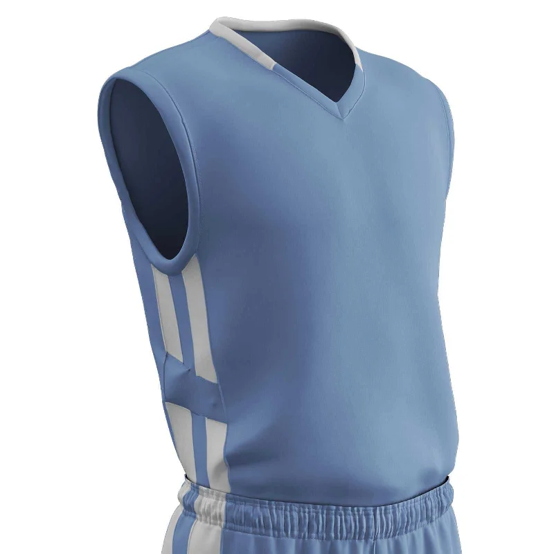 Champro BBJ9 Muscle Dri-Gear Basketball Jersey Adult & Youth - Light Blue White