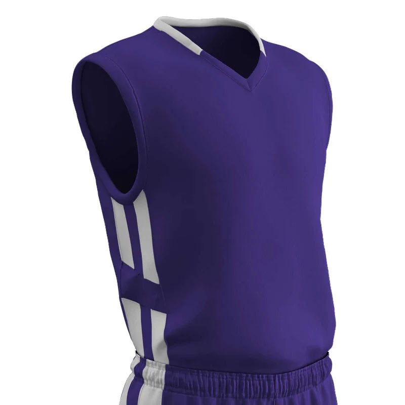 Champro BBJ9 Muscle Dri-Gear Basketball Jersey Adult & Youth - Purple White