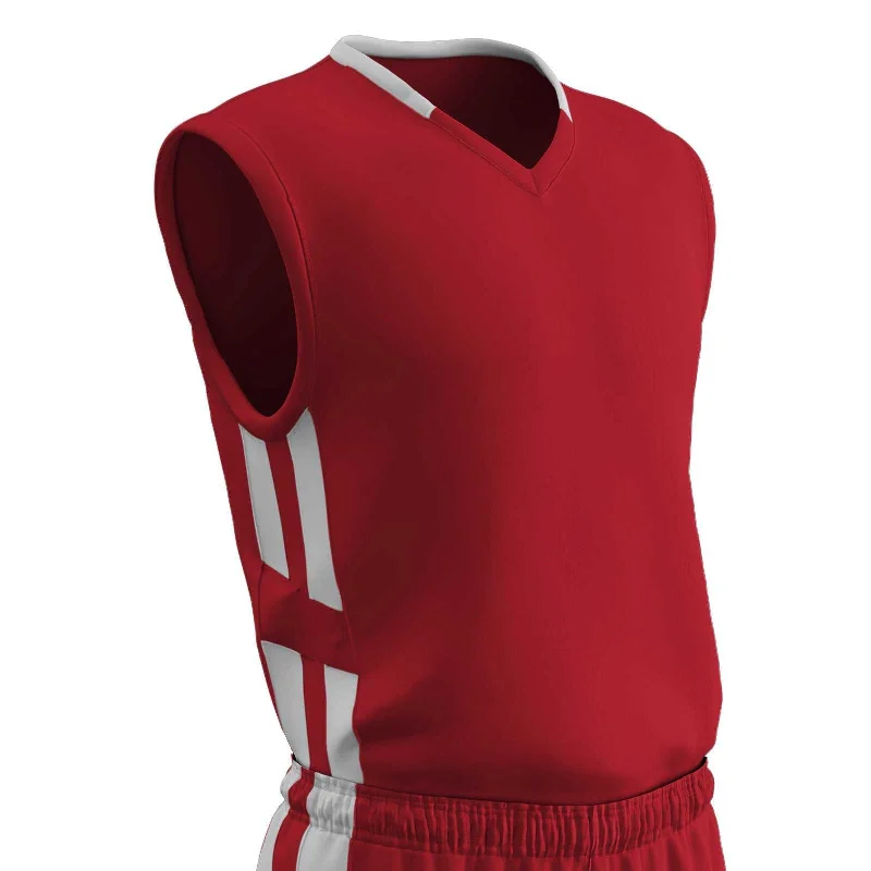 Champro BBJ9 Muscle Dri-Gear Basketball Jersey Adult & Youth - Scarlet White