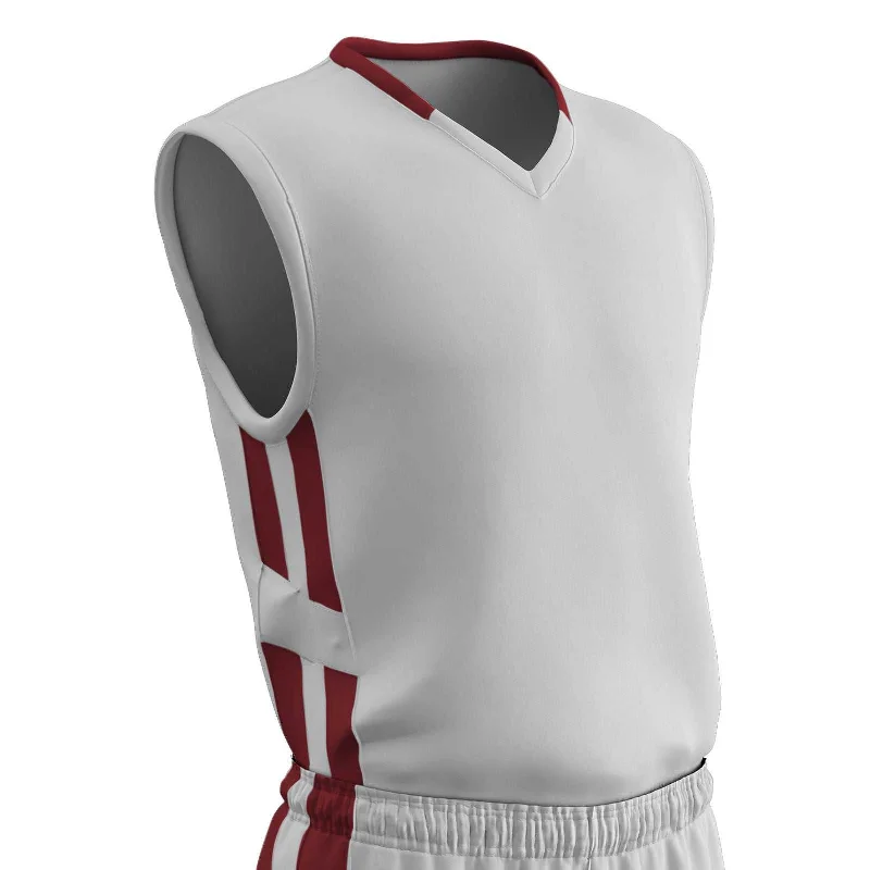 Champro BBJ9 Muscle Dri-Gear Basketball Jersey Adult & Youth - White Cardinal