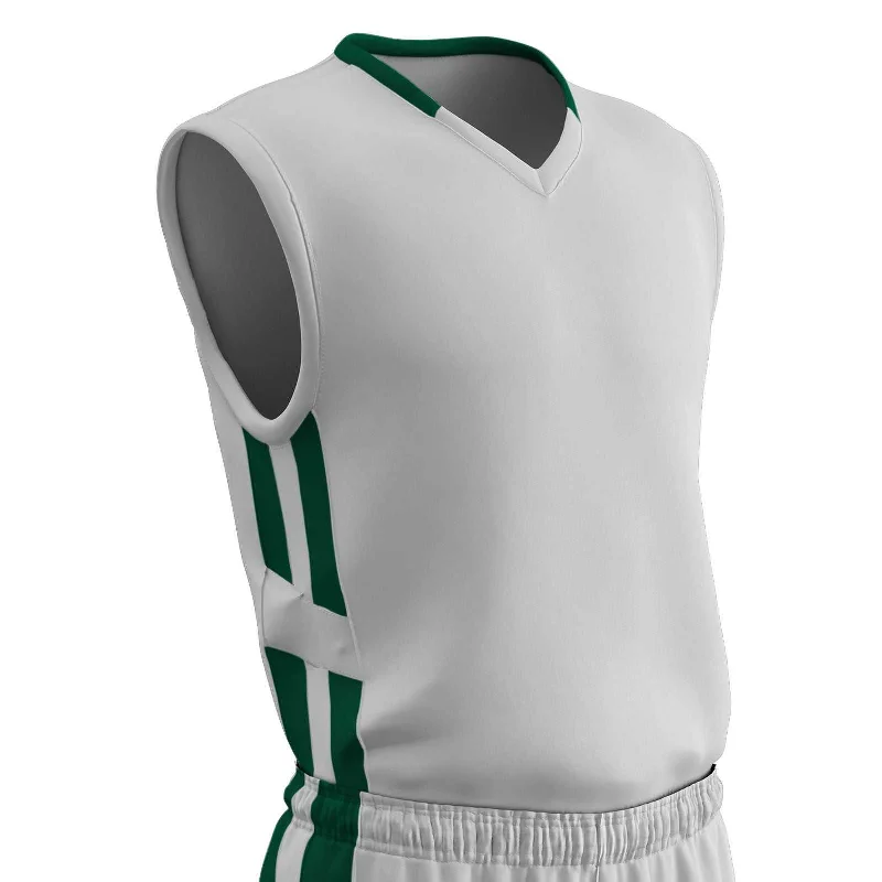 Champro BBJ9 Muscle Dri-Gear Basketball Jersey Adult & Youth - White Forest