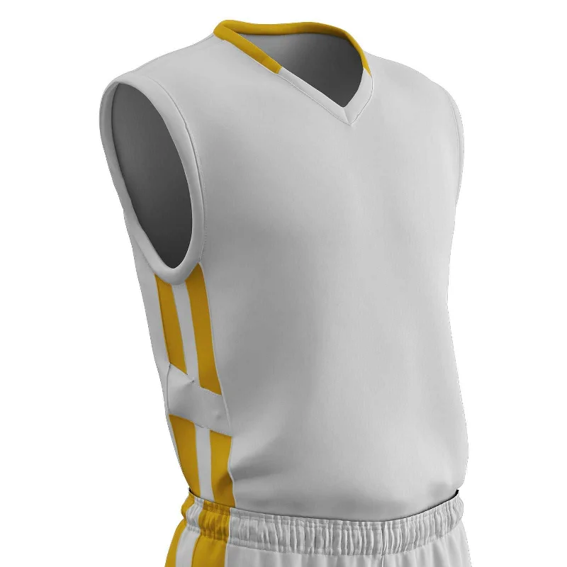 Champro BBJ9 Muscle Dri-Gear Basketball Jersey Adult & Youth - White Gold