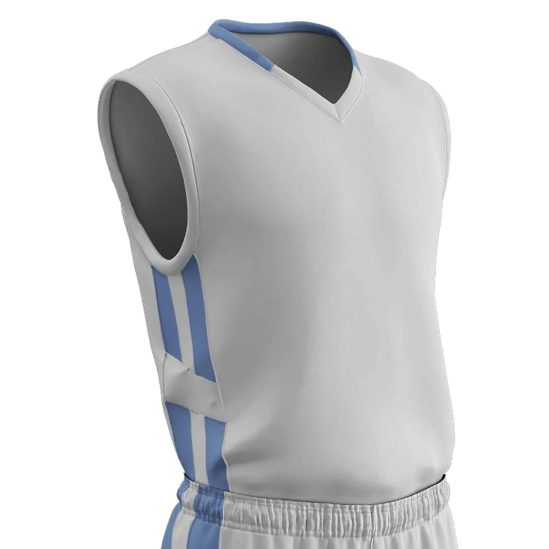 Champro BBJ9 Muscle Dri-Gear Basketball Jersey Adult & Youth - White Light Blue