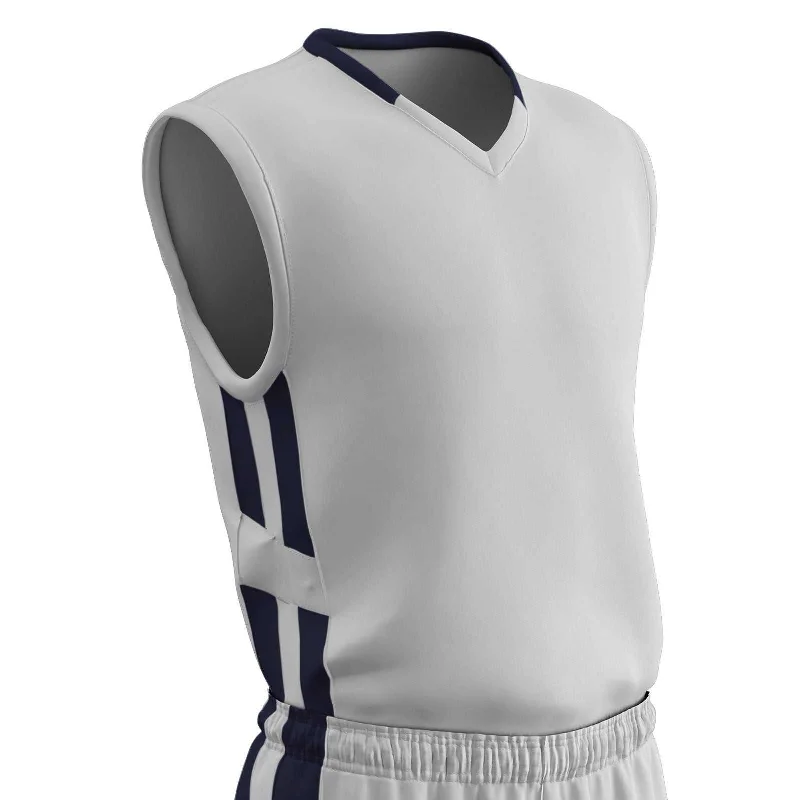 Champro BBJ9 Muscle Dri-Gear Basketball Jersey Adult & Youth - White Navy