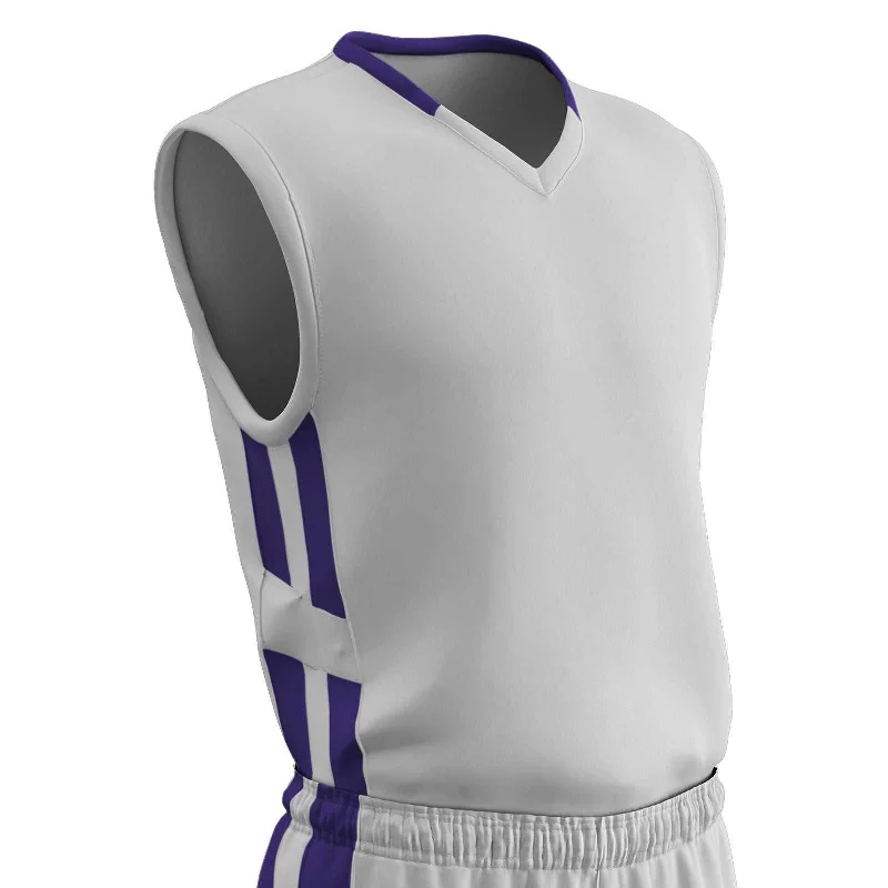 Champro BBJ9 Muscle Dri-Gear Basketball Jersey Adult & Youth - White Purple