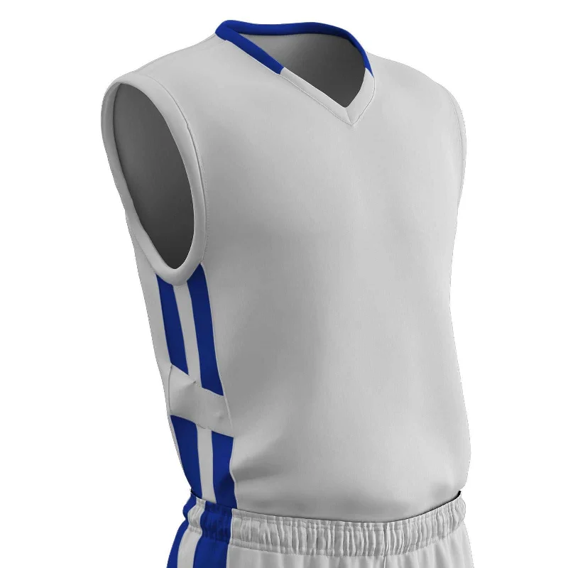 Champro BBJ9 Muscle Dri-Gear Basketball Jersey Adult & Youth - White Royal