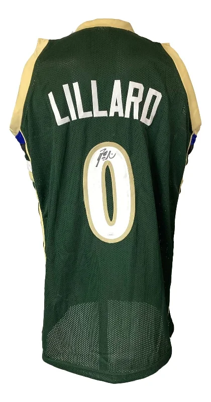 Damian Lillard Milwaukee Signed Green Basketball Jersey JSA