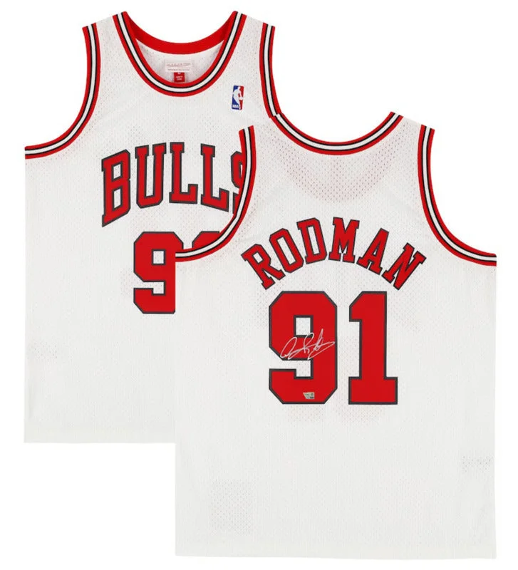 Dennis Rodman Autographed Chicago Bulls White Mitchell & Ness Jersey Fanatics