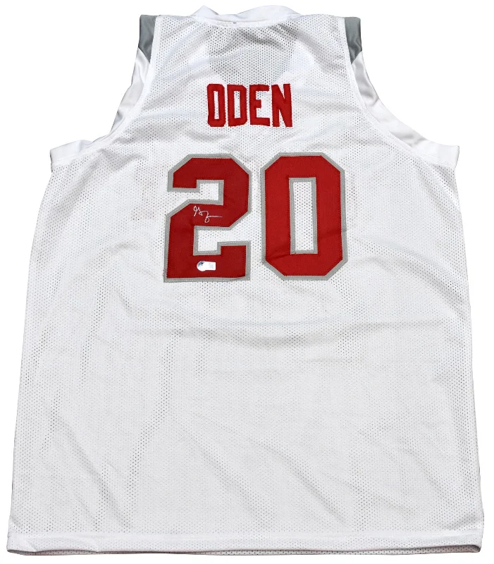 GREG ODEN SIGNED OHIO STATE BUCKEYES #20 WHITE BASKETBALL JERSEY BECKETT