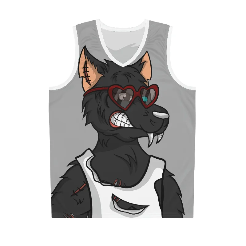 Heart Valentine Black Wolf Cyborg Basketball Jersey