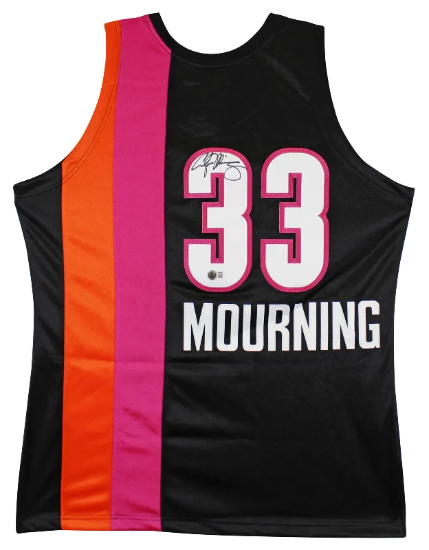 Heat Alonzo Mourning Authentic Signed Black M&N HWC Swingman Jersey BAS Witness