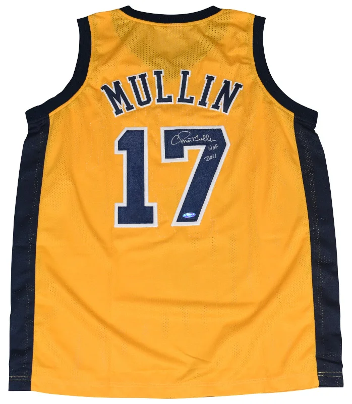 INDIANA PACERS CHRIS MULLIN SIGNED #17 GOLD BASKETBALL JERSEY TRISTAR