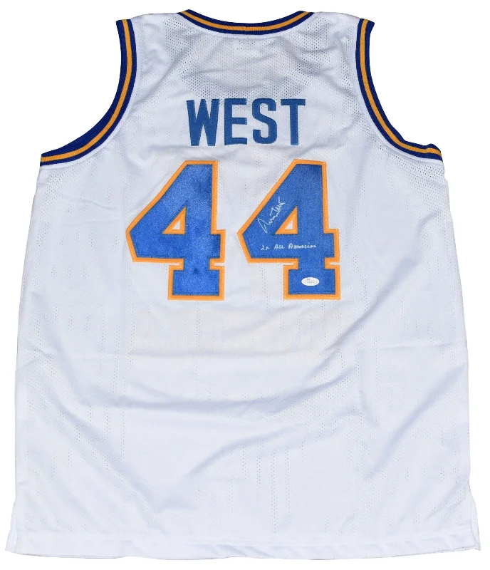 JERRY WEST SIGNED WEST VIRGINIA MOUNTAINEERS #44 WHITE BASKETBALL JERSEY JSA