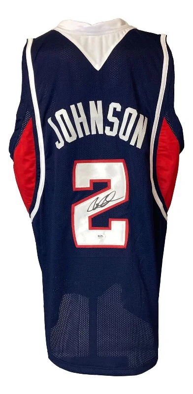 Joe Johnson Atlanta Signed Navy Blue Basketball Jersey PSA