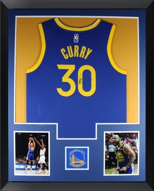 Stephen Curry Autographed Golden State Warriors Nike Framed Jersey Beckett COA