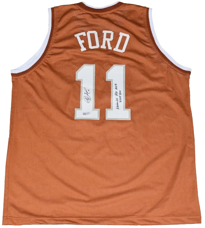 TJ FORD AUTOGRAPHED SIGNED TEXAS LONGHORNS #11 BASKETBALL JERSEY TRISTAR