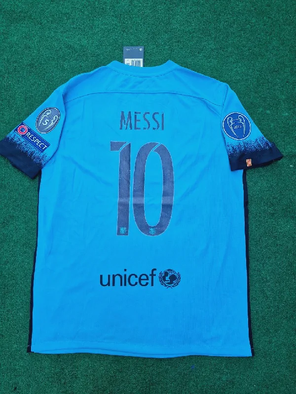 Lionel Messi Barcelona 2015-2016 Champions League Retro Jersey Maillot Trikot Maglia