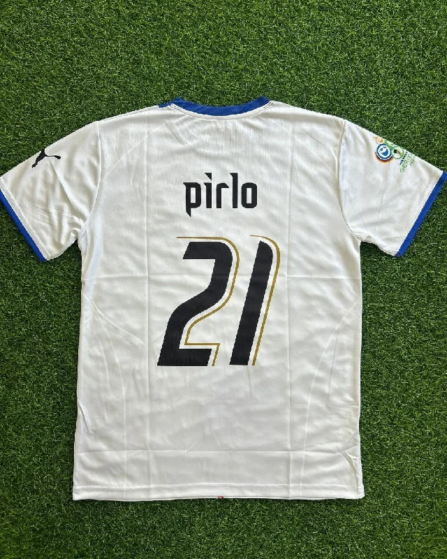 Andrea Pirlo Italy 2006 World Cup Germany Away White Retro Jersey