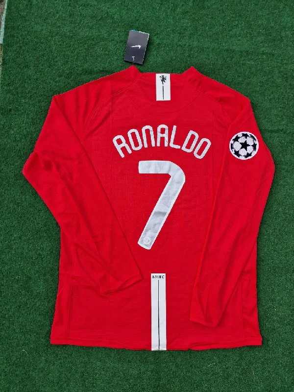 Cristiano Ronaldo Manchester United 2008 Champions Leage Final Moscow Retro Long Sleeve Jersey