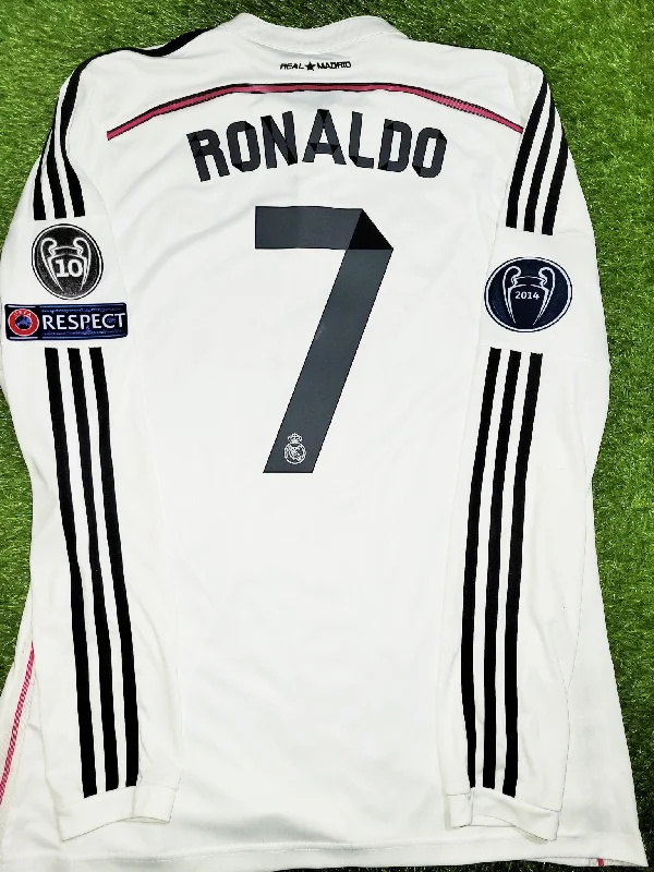 Cristiano Ronaldo Real Madrid 2014 2015 Home Long Sleeve UEFA Soccer Jersey Shirt L SKU# F49660