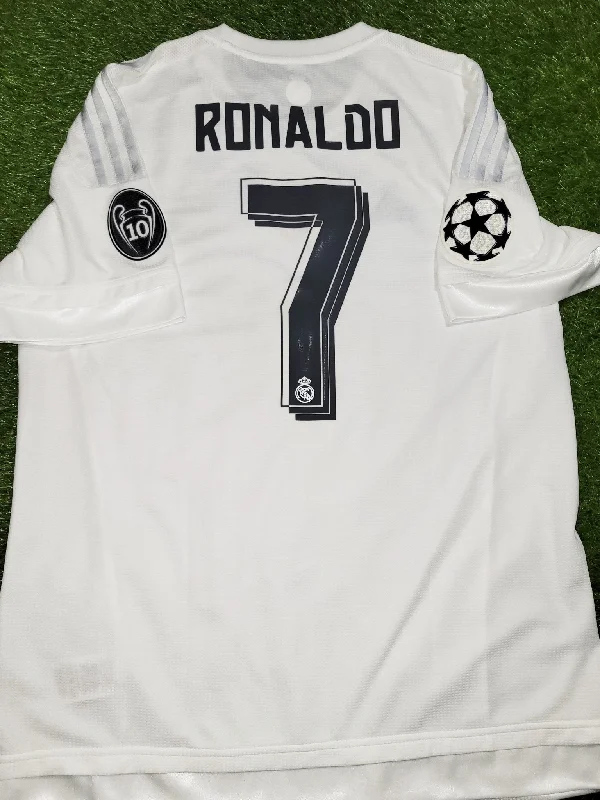 Cristiano Ronaldo Real Madrid 2015 2016 UEFA Home Jersey Camiseta Shirt L SKU# AK2496