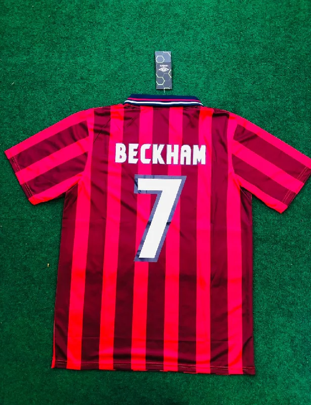 David Beckham England Red Retro Football Jersey