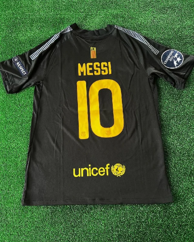 "Lionel Messi Black Barcelona Retro Short-Sleeve Football Shirt"