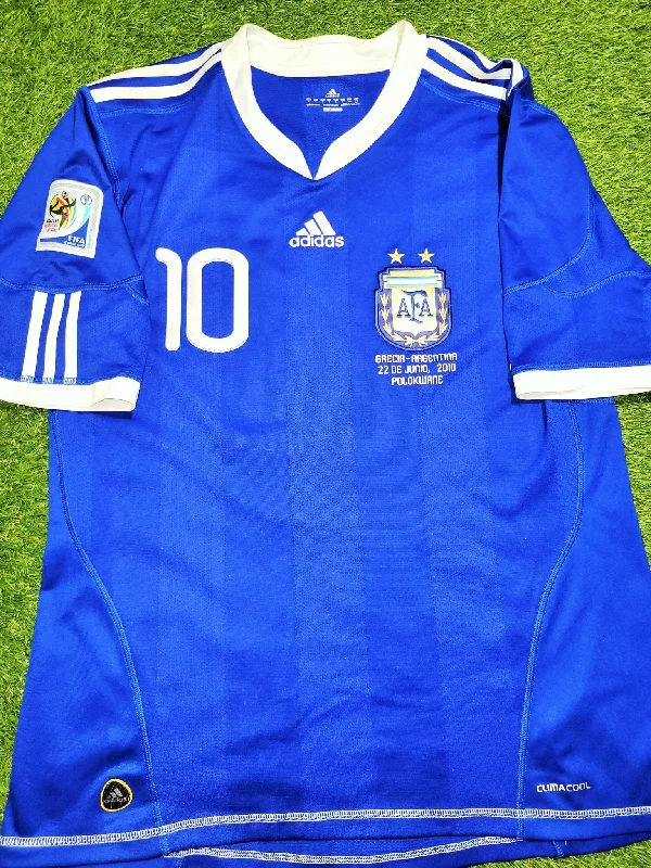 Messi Argentina 2010 WORLD CUP Away Soccer Jersey Shirt L SKU# P47053 AZB001