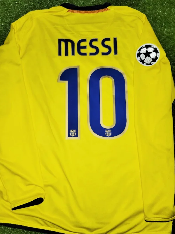 Messi Barcelona 2008 2009 TREBLE SEASON UEFA Long Sleeve Away Soccer Jersey Shirt L SKU# 286788-760