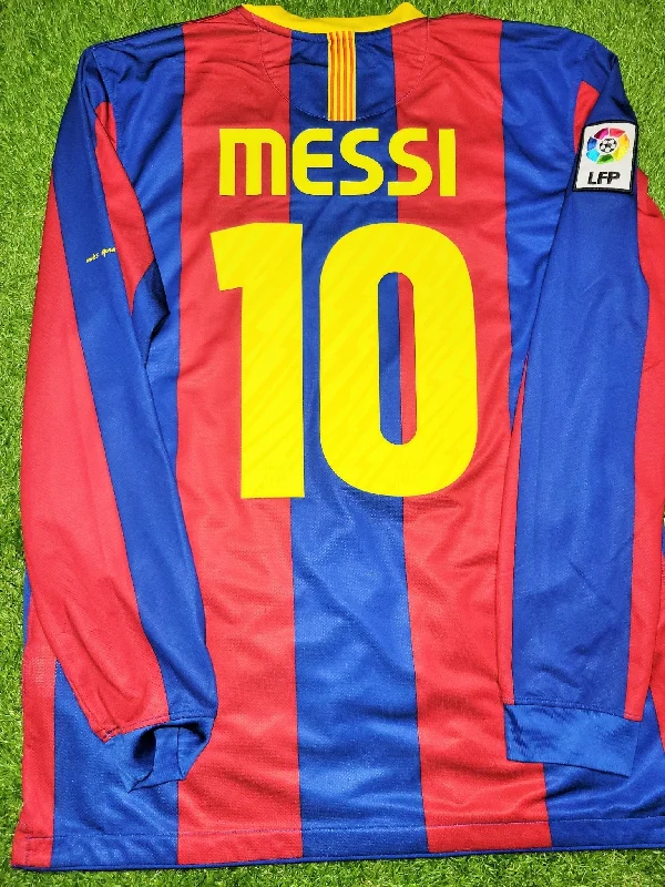 Messi Barcelona 2010 2011 Long Sleeve Soccer Jersey Shirt L SKU# 382355-486